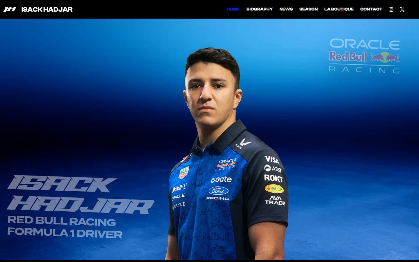isackhadjar.com, page d'accueil